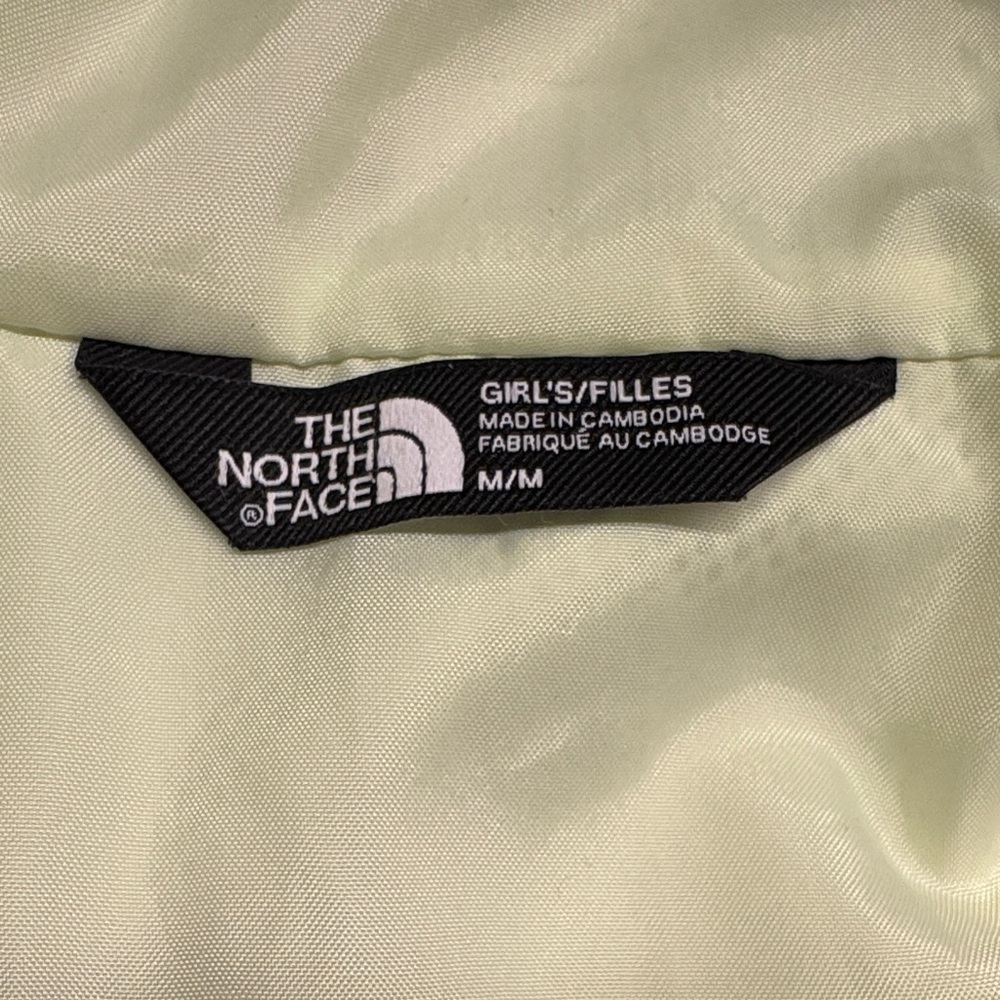 Girls M North Face Antora Black & Light Green Hooded Rain Jacket - Picture 3 of 3